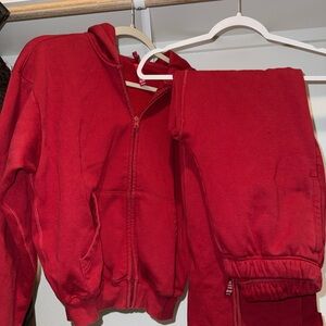 SKIMS SMALL Red Hoodie and Sweatpants Set